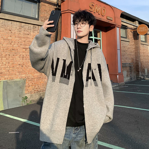 709-MY102-P105 春秋情侣毛衣连帽针织衫慵懒风休闲开衫男图片