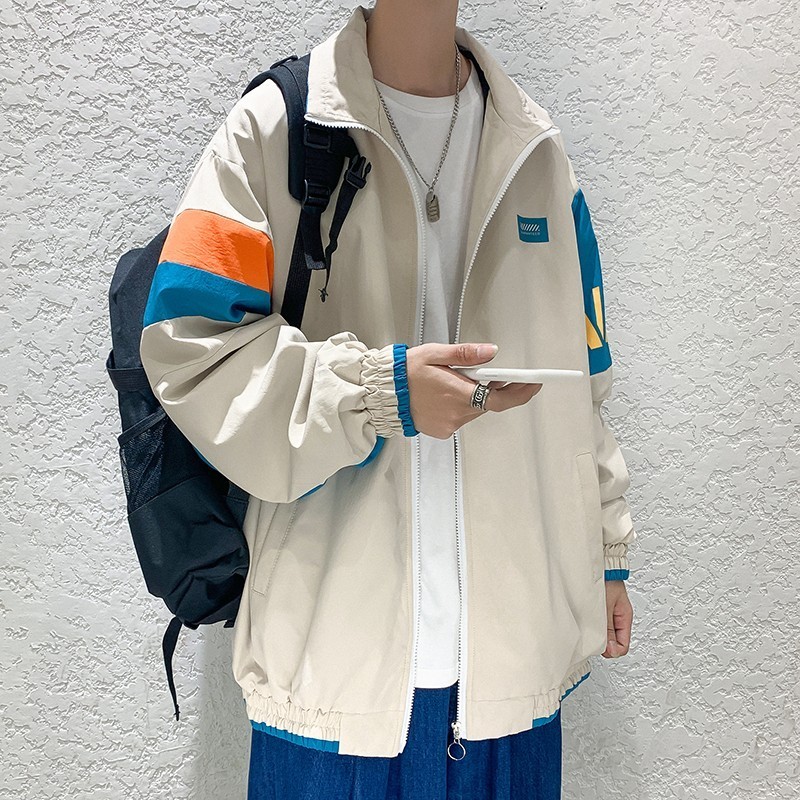 709-JK97-P80原创港风夹克拼色开衫潮流休闲百搭外套简约单人，男装夹克，星座709