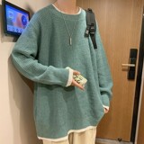 709-MY22-P80单人港风原创复古宽松圆领纯色宽松百搭毛衣，男装针织衫/毛衣，星座709
