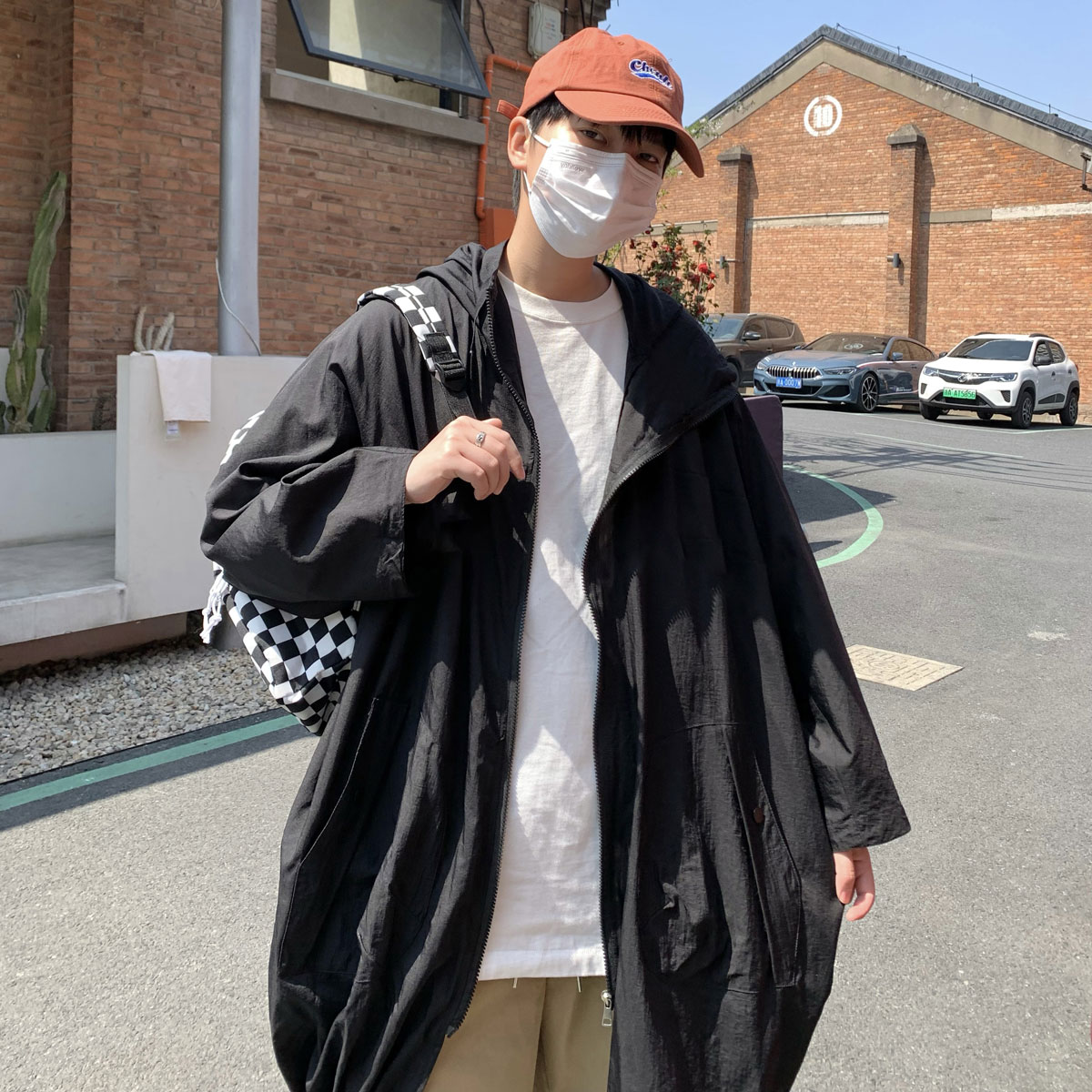 709-F195-P70单人夏季蝙蝠袖连帽纯色日系小众防晒衣户外速干,男装防晒衣,星座709
