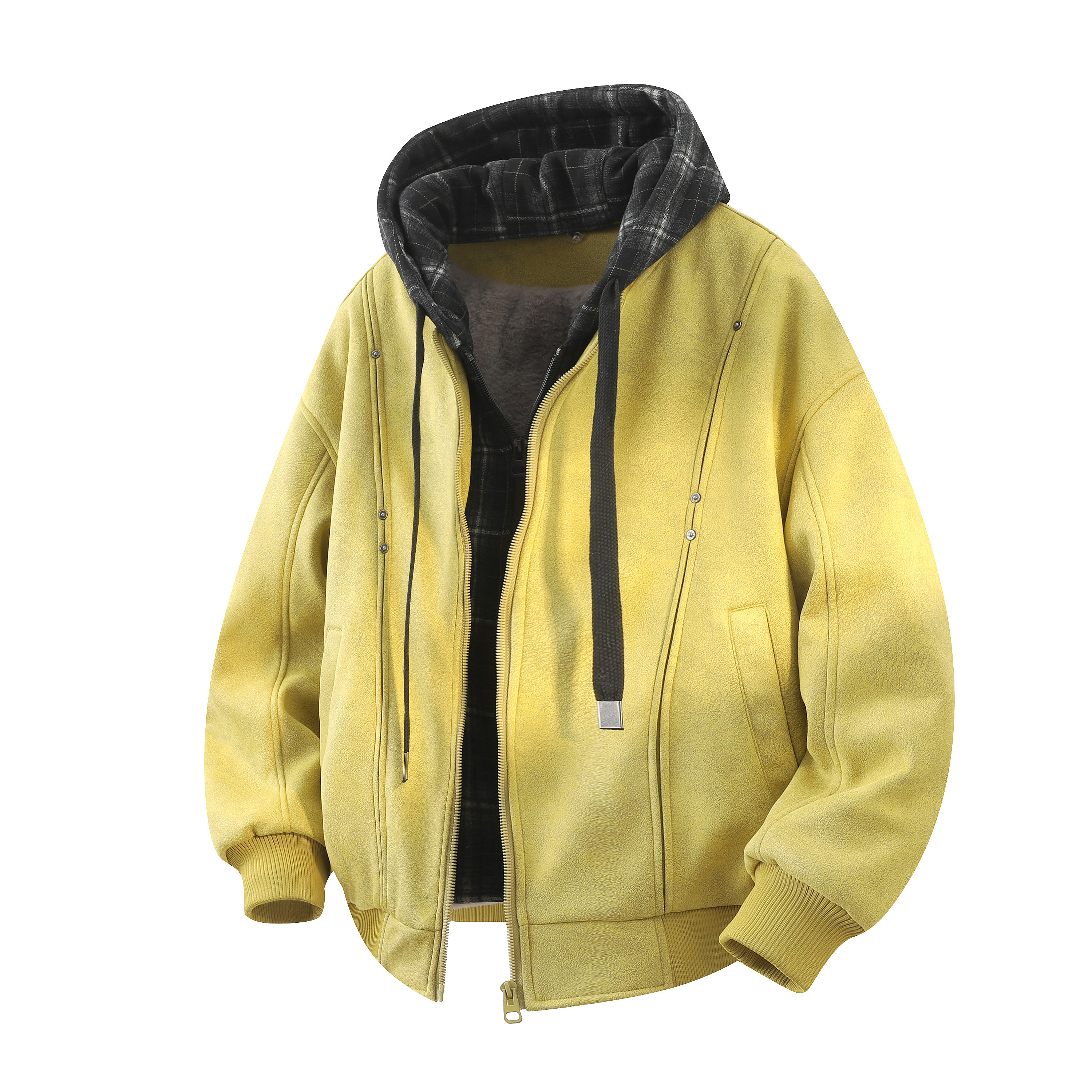 709-MY1821-P155冬季新款白底美式宽松休闲假两件可拆帽棉服,男装棉衣,星座709