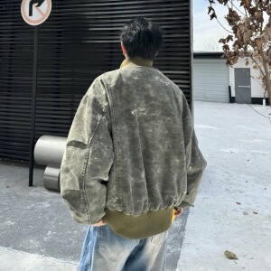 709-MY1827-P150 冬季新款 单人 美式立领扎染兔绒短款上衣外套图片