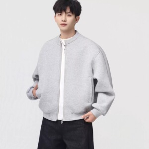 709-JK53-P90 春季上新 单人 高级感灰色棒球领美式百搭休闲卫衣图片