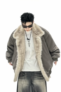 709-MY1801-P160冬季新款 单人 座山雕毛领加厚派克服棉衣图片