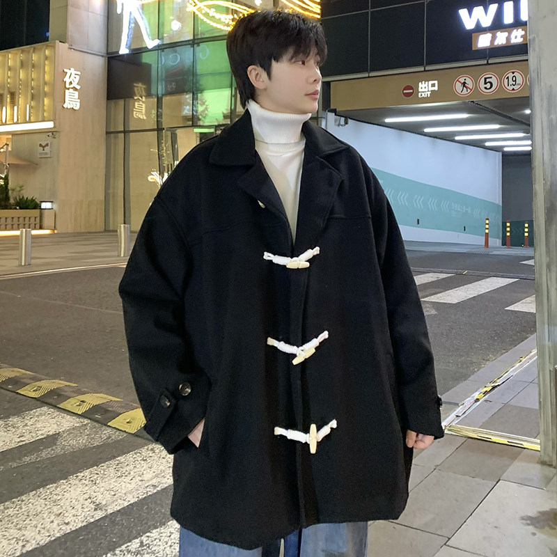709-JK891-P130春秋休闲牛角扣毛呢大衣男女外套宽松单人图,男装毛呢大衣,星座709