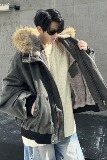 709-MY1830-P195冬季新款单人美式休闲可拆卸毛领连帽棉服，男装棉衣，星座709