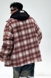 709-MY1650-P145冬季情侣潮牌连帽假两件格子外套加厚棉衣男，男装棉衣，星座709