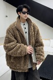 709-MY1828-P165冬季新款单人美式极简风两面穿毛呢保暖外套，男装棉衣，星座709