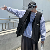 709-MJ70-P65春秋飘带装饰v领纯色宽松休闲大码马甲单人，男装背心/马甲，星座709