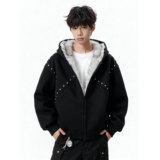 709-MY1829-P160 冬季新款 单人 美式重磅铆钉连帽兔绒棉衣外套,男装棉衣,星座709, 709-MY1829-P160 冬季新款 单人 美式重磅铆钉连帽兔绒棉衣外套,男装棉衣,星座709,