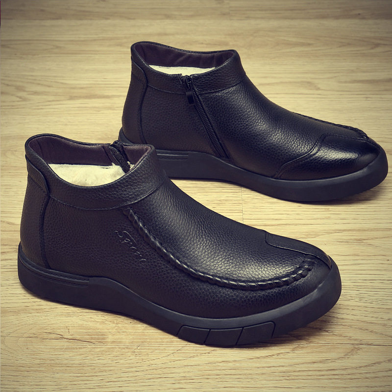 棉鞋男加绒保暖冬季棉鞋爸爸皮鞋中老年雪地靴防滑水牛皮羊毛男鞋,流行男鞋,棉鞋,淘宝优惠券,粉丝福利购,淘宝优惠卷