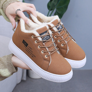 加绒加厚保暖棉鞋 厚底学生户外雪地靴 女皮面休闲防水防滑舒适冬季