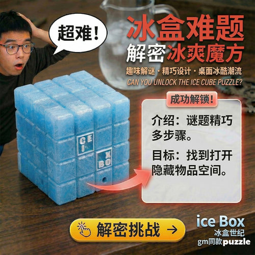 gm同款 ice Box 冰盒难题十级难度Puzzle解密盒 儿童益智玩具礼物