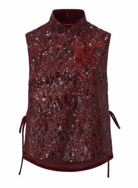 JUNYANG杨君 赤玉垂珠中式斜襟系带马甲