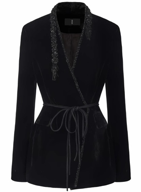 【娇娇官方授权】JUNYANG杨君 墨锦栖花中式钉珠外套