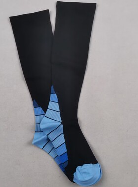 女士黑色及膝高筒袜子速干跑步跳绳小腿袜压力收缩长筒袜子外贸单