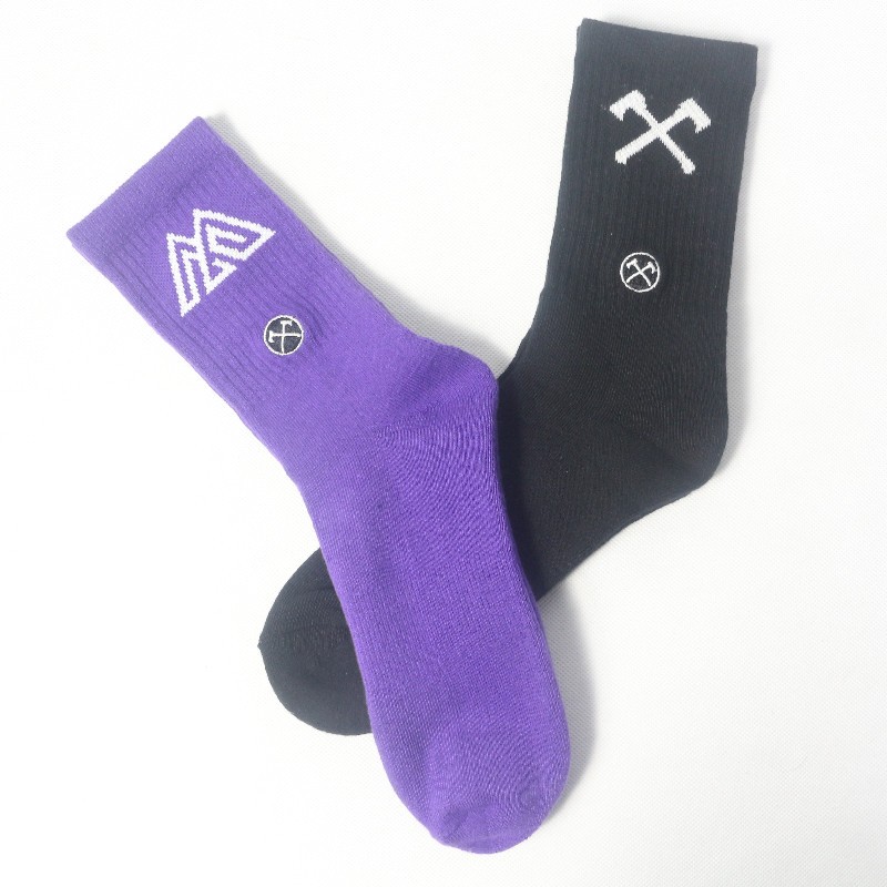 男士纯棉毛巾底中筒袜运动