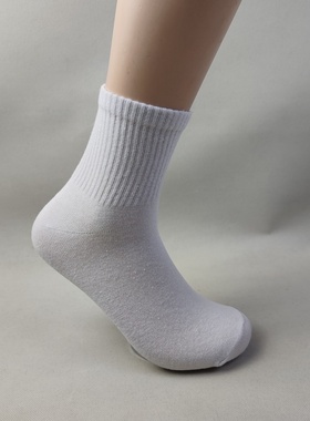 外贸库存大码袜子男士纯棉白色中筒袜春夏秋季吸汗透气运动袜男袜
