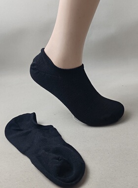 外贸单男士低帮浅口袜子黑色百搭后跟防滑隐形袜纯棉吸汗无骨袜子