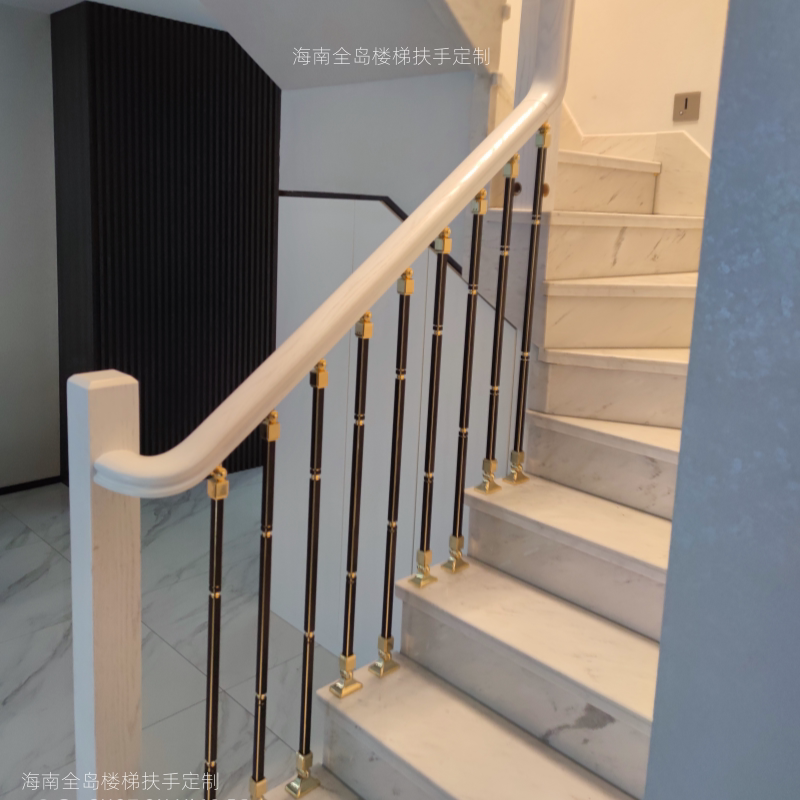 三亚铝艺楼梯扶手别墅定制简约现代轻奢风格铝镁合金围护栏杆安装