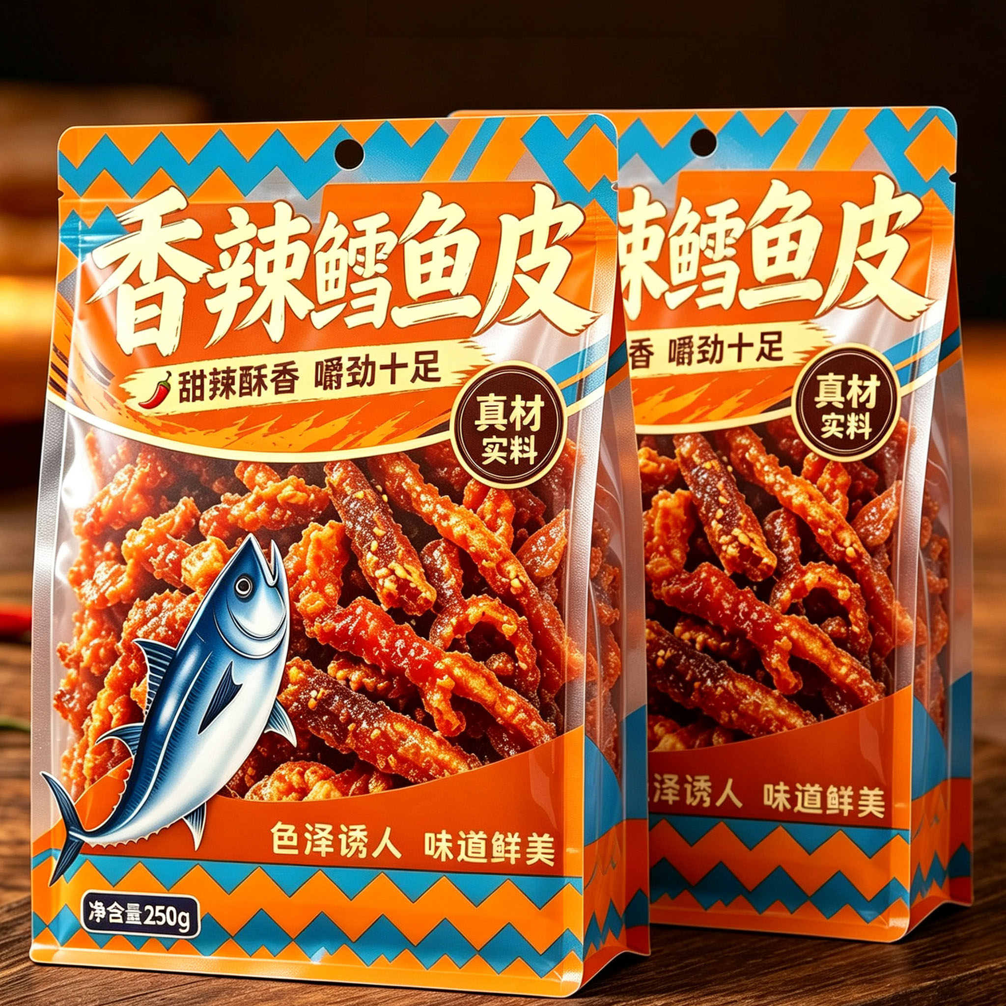 香辣鳕鱼皮香脆鱼皮香辣鱼皮甜辣鱼皮鳕鱼皮海味零食鱼皮开袋即食