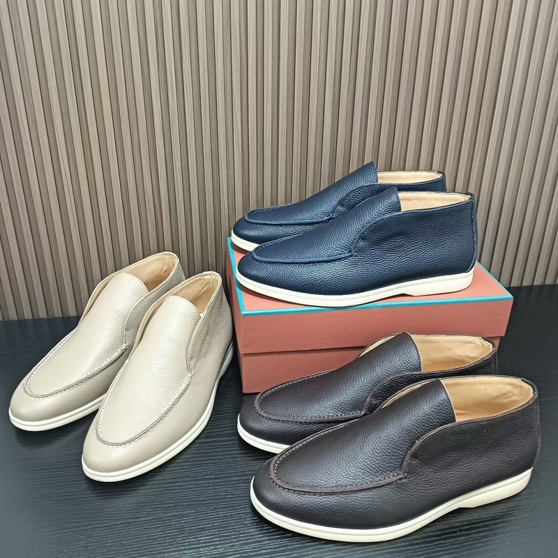 男女情侣款顶版轻奢LP高帮乐福鞋羊皮绒休闲男鞋全真皮女鞋短靴