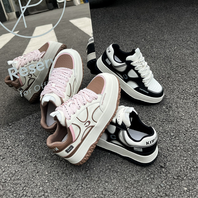 富丽休闲板鞋女鞋2023年秋季新款学生运动鞋松糕底增高单鞋578-6