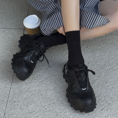 2025秋季新款真皮厚底休闲鞋女鞋