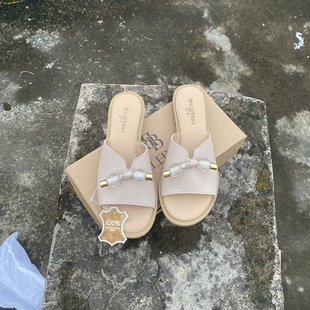 外贸大码鞋2025新款真皮牛皮一字拖鞋女舒适外穿百搭凉拖潮