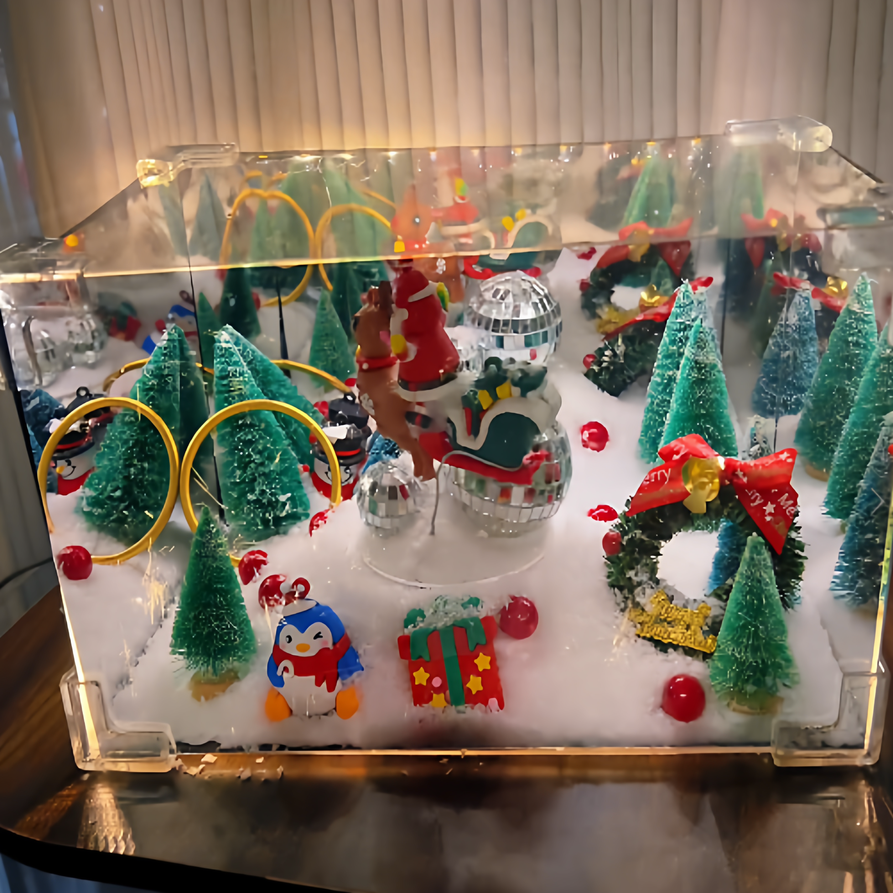 圣诞老人旋转魔方小夜灯手工DIY材料包圣诞微场景送女生情侣礼物