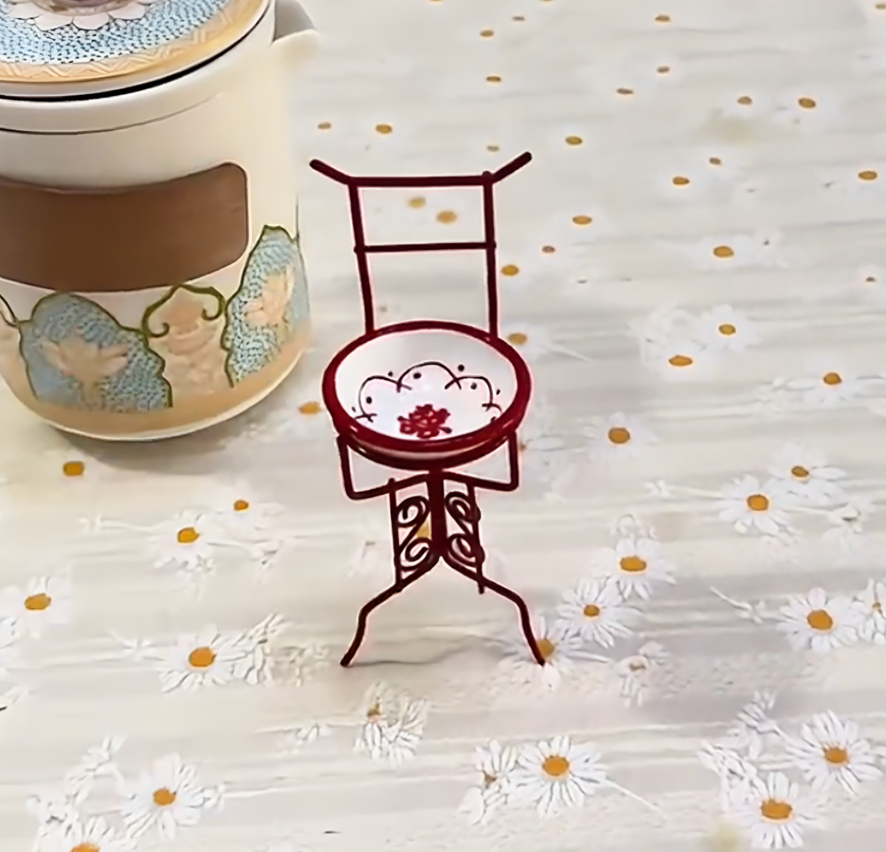 复古怀旧微缩模型迷你喜字脸盆架子娃娃屋配件小朋友过家家diy