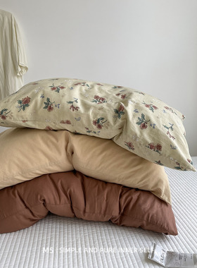 中古风纯色单品搭配纯棉全棉枕套一对装枕头皮单个48x74cm枕头套