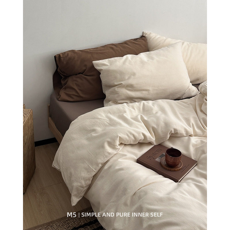 柔软奶油系100全棉纯棉中古床上四件套床笠款床单被套床品三件套,床上用品,床品套件/四件套/多件套,淘宝优惠券,粉丝福利购,淘宝优惠卷