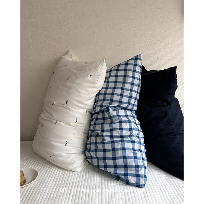 简约复古格子单品搭配纯棉全棉枕套枕芯内套单个48x74cm枕头套