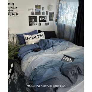 ins简约极简风全棉四件套纯棉床单被套被单被罩床笠床上用品4件套