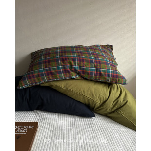 复古格子中古单品搭配纯棉全棉枕套枕芯内胆套单个48x74cm枕头套