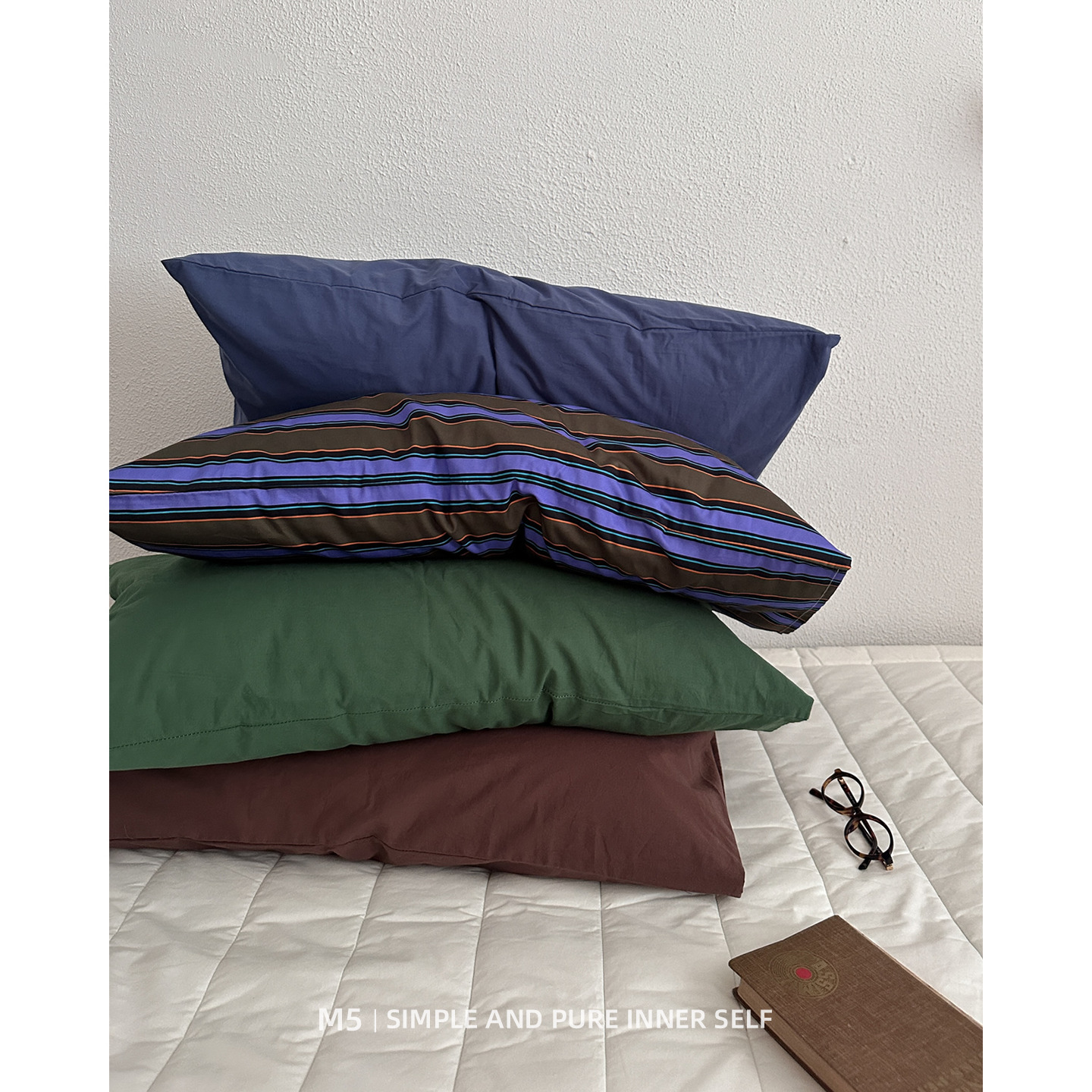 中古风纯色单品搭配纯棉全棉枕套一对装枕头皮单个48x74cm枕头套