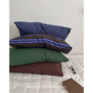 中古风纯色单品搭配纯棉全棉枕套一对装枕头皮单个48x74cm枕头套