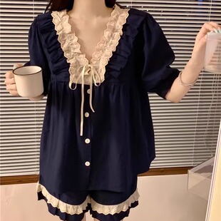短袖睡衣女生2026新款夏季韩系网红纯棉可爱休闲家居服可外穿套装
