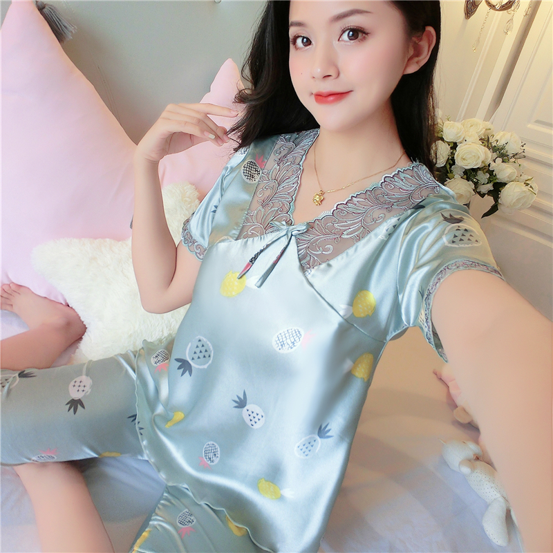 短袖睡衣女士冰丝夏季薄款