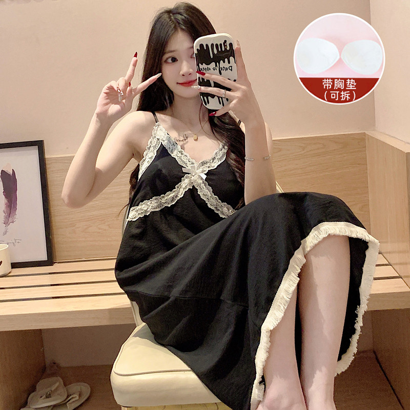 带胸垫bra睡衣裙女夏天高级感图片