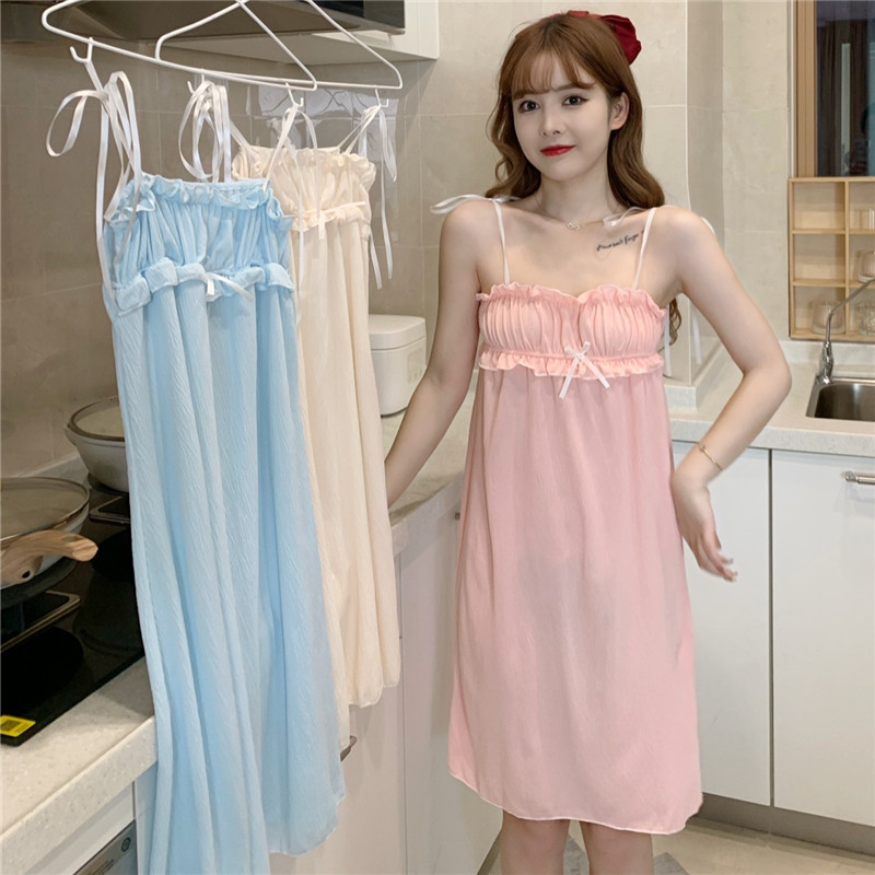 吊带睡裙女夏季薄款纯欲风纯棉