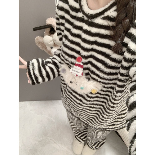 网红ins风保暖加厚睡衣女套装
