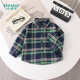 儿童休闲格子衬衣长袖 童装 外套小童宝宝帅气上衣 春秋新款 男童衬衫