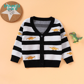小童婴儿针织衫 童装 外套宝宝儿童条纹上衣潮 毛衣春秋新款 男童开衫
