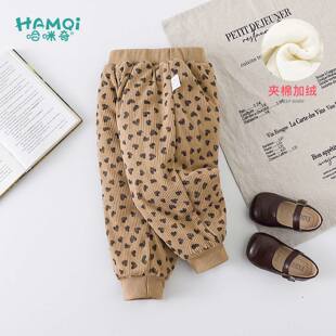 子冬装 女宝宝休闲裤 灯芯绒加厚棉裤 长裤 小儿童新款 女童三层加绒裤