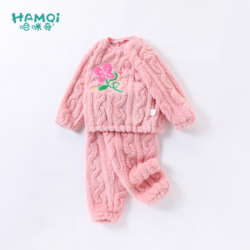 女童秋冬舒适珊瑚绒休闲家居套装