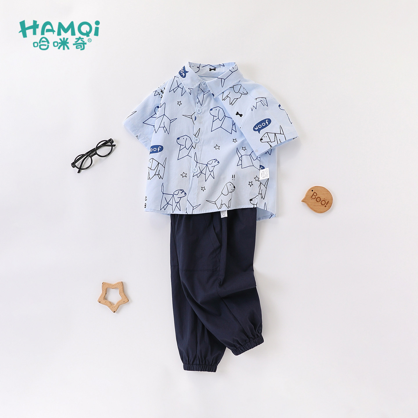 男童短袖套装夏季新款童装小儿童宝宝薄款衣服两件套卡通衬衣裤子