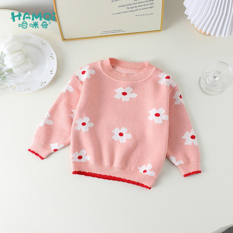 女童套头毛衫秋季新款小儿童纯棉针织衫宝宝秋冬装毛衣童装打底衫