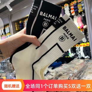 穿搭潮袜 新款 简约后跟布标袜子女个性 时尚 欧货ins中筒袜网红款